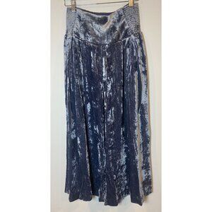 Anthropologie Pants Wide Leg Crushed Velvet Palazzo Stretch Blue Small S